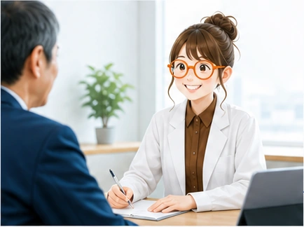 担当者と相談する様子